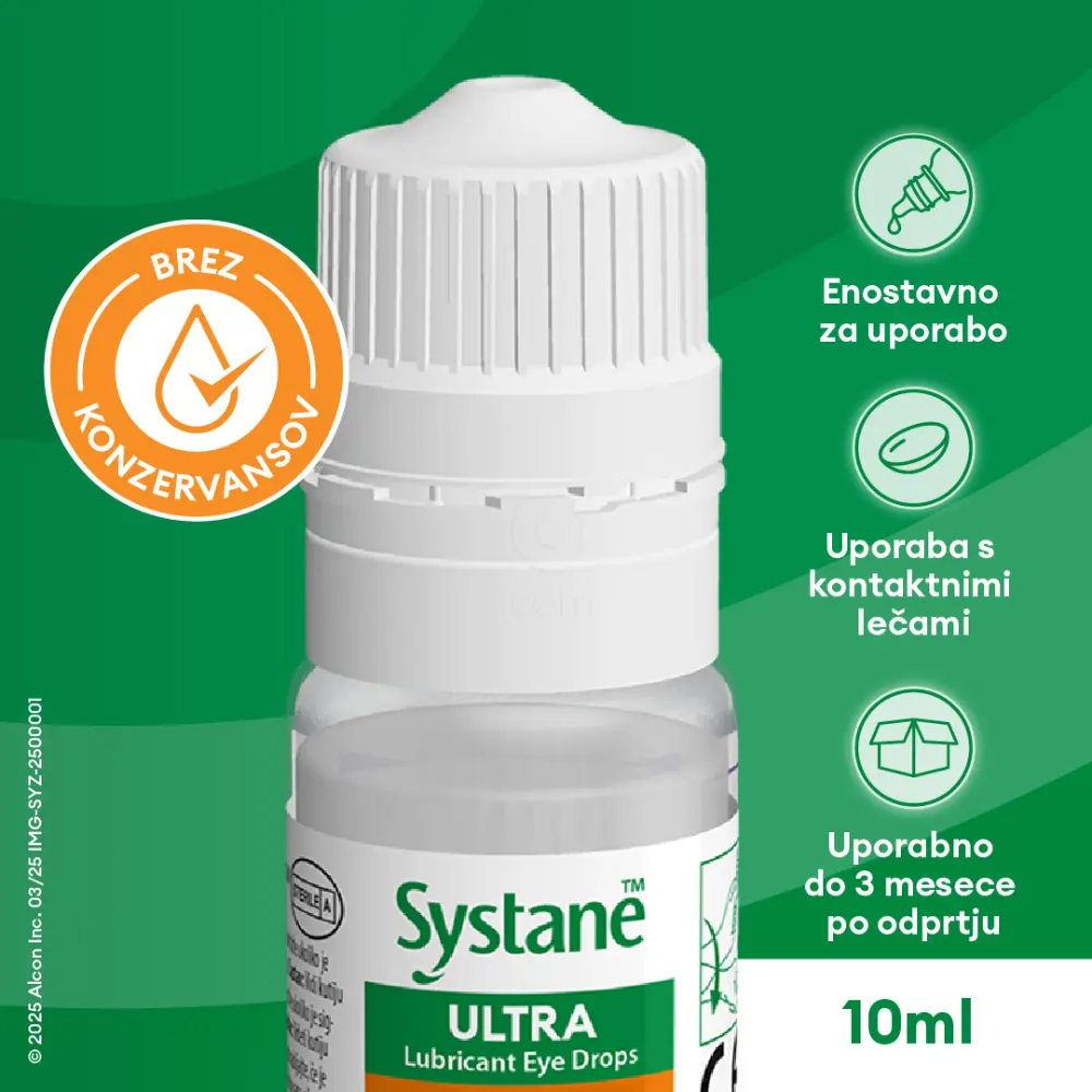 Systane Ultra, vlažilne kapljice za oko brez konzervansov (10 ml)